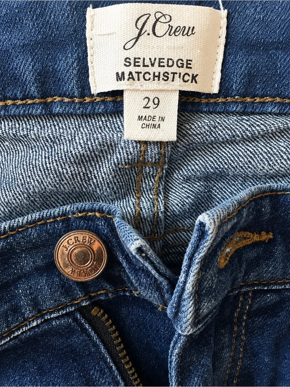 J Crew Selvedge MatchStick Jeans Size 29 Medium Wash Straight Leg  Inseam 32